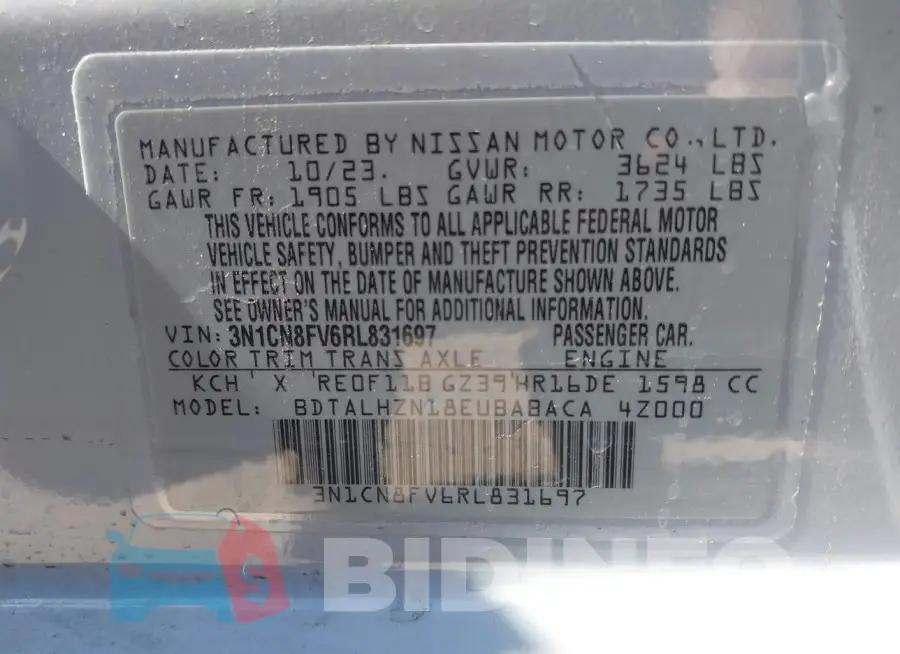 3N1CN8FV6RL831697 Photo# 9