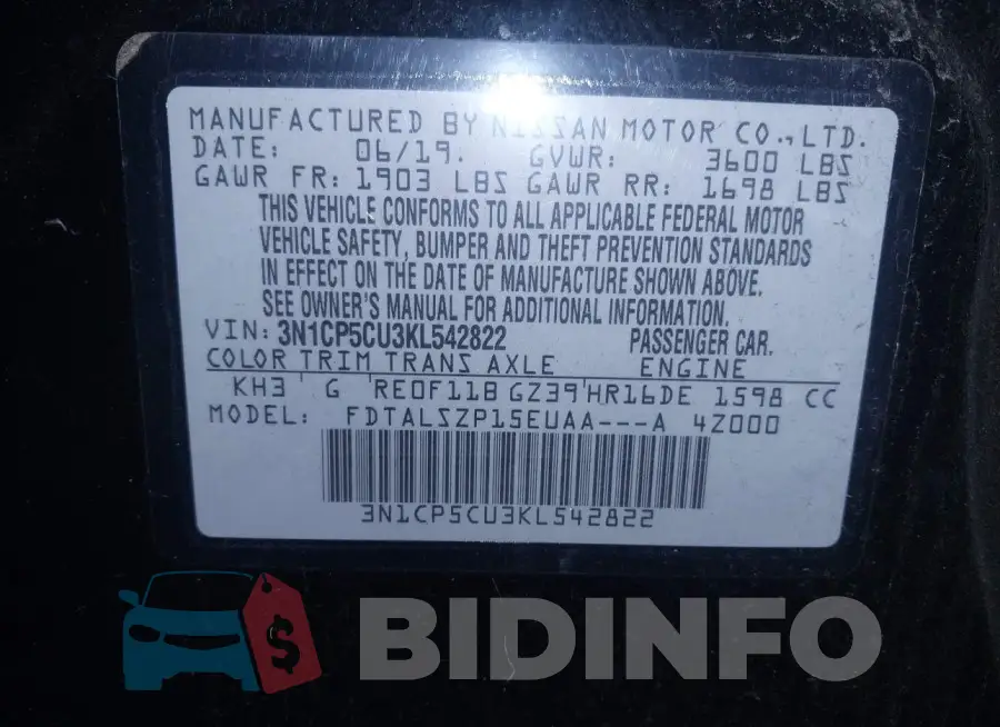 3N1CP5CU3KL542822 Photo# 9