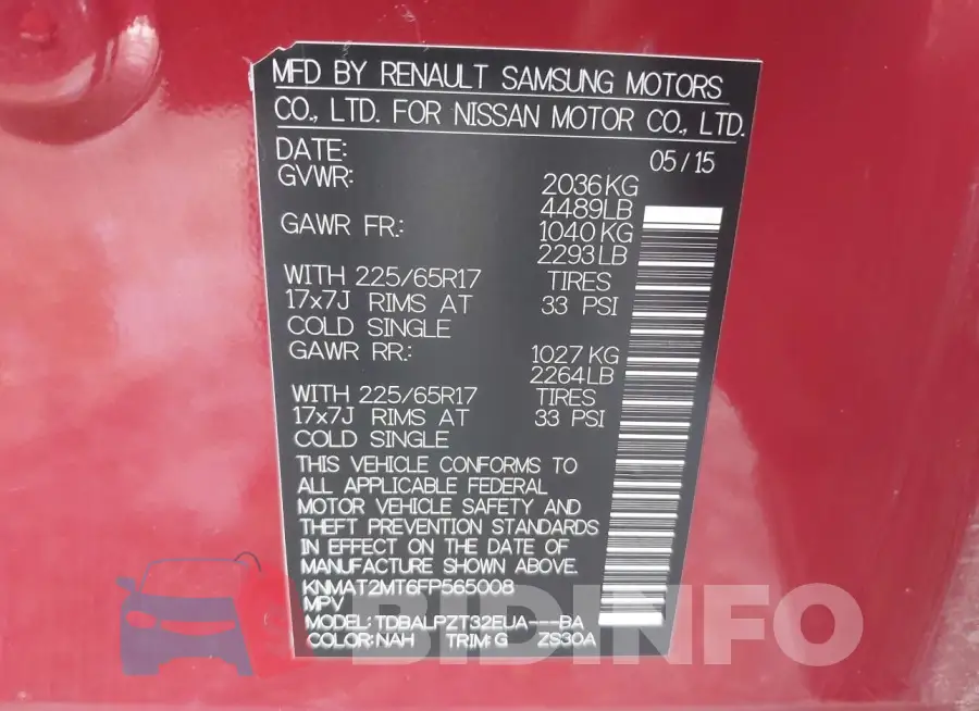 KNMAT2MT6FP565008 Photo# 9