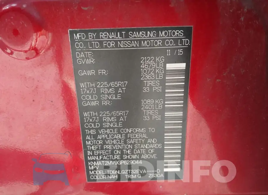 KNMAT2MV9GP629044 Photo# 9