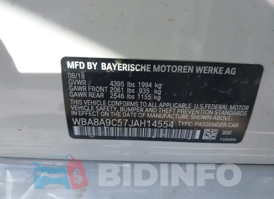 WBA8A9C57JAH14554 Photo# 9
