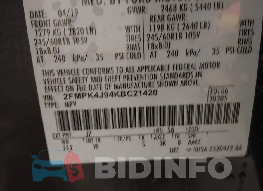 2FMPK4J94KBC21420 Photo# 9