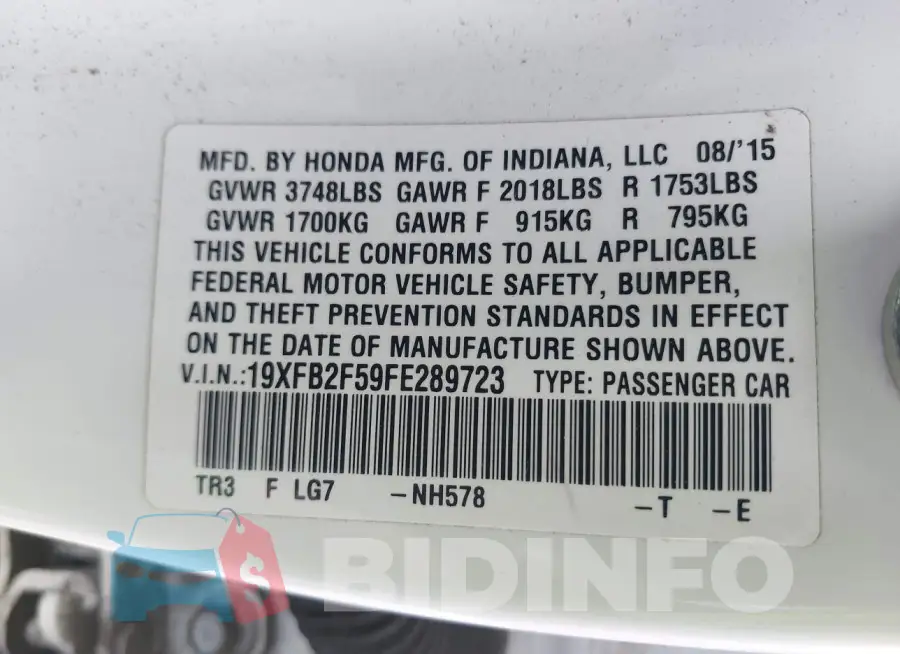 19XFB2F59FE289723 Photo# 9