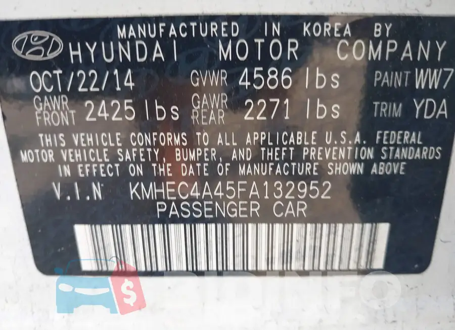 KMHEC4A45FA132952 Photo# 9