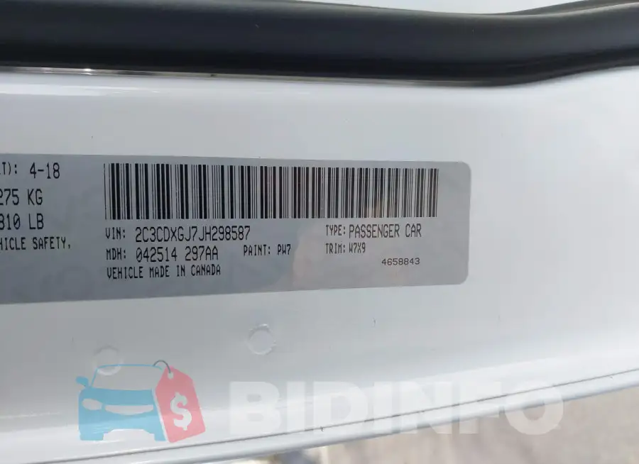 2C3CDXGJ7JH298587 Photo# 9