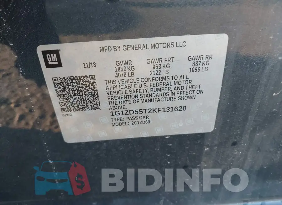 1G1ZD5ST2KF131620 Photo# 8