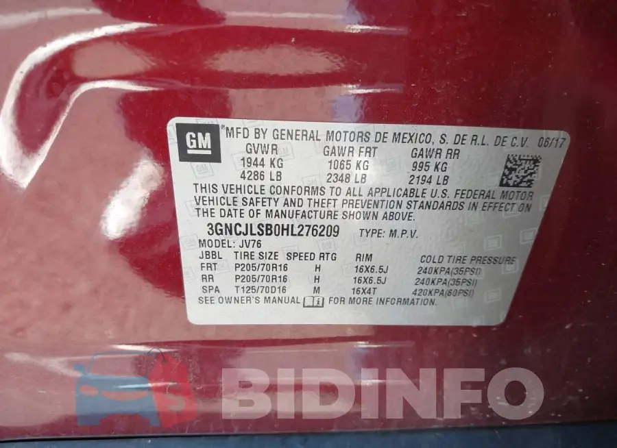 3GNCJLSB0HL276209 Photo# 9