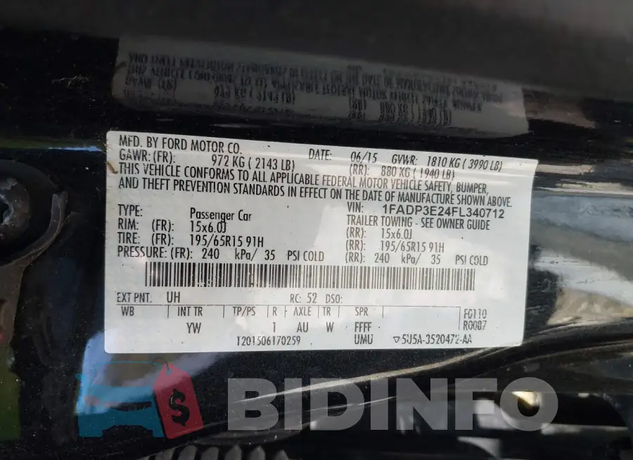1FADP3E24FL340712 Photo# 9