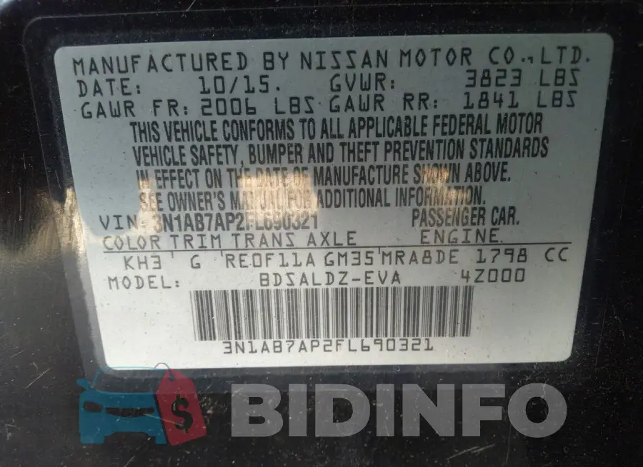 3N1AB7AP2FL690321 Photo# 9