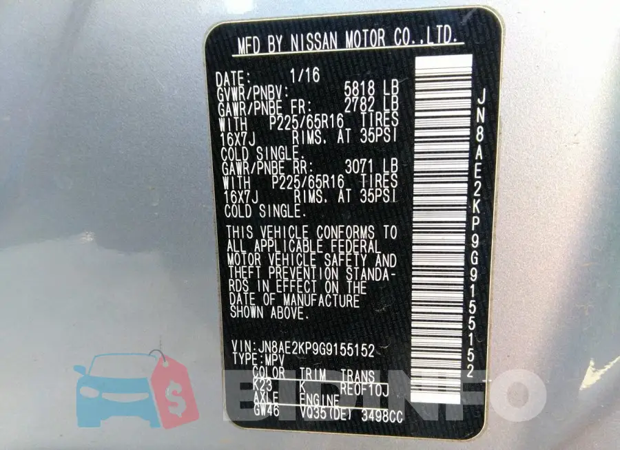 JN8AE2KP9G9155152 Photo# 9