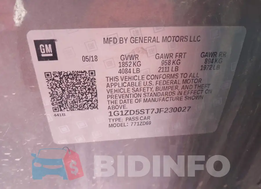 1G1ZD5ST7JF230027 Photo# 9