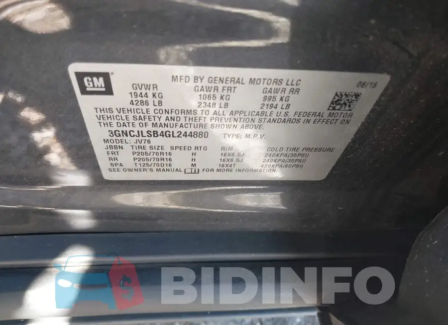 3GNCJLSB4GL244880 Photo# 9