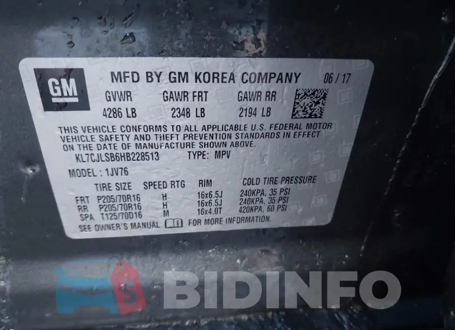 KL7CJLSB6HB228513 Photo# 9