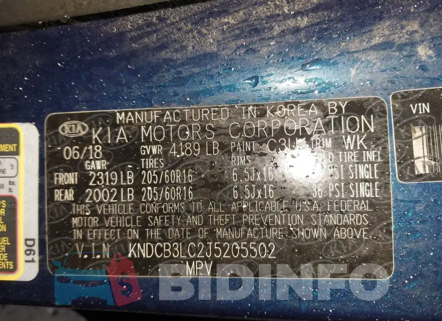KNDCB3LC2J5205502 Photo# 9