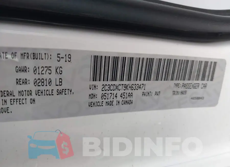 2C3CDXCT9KH633471 Photo# 9
