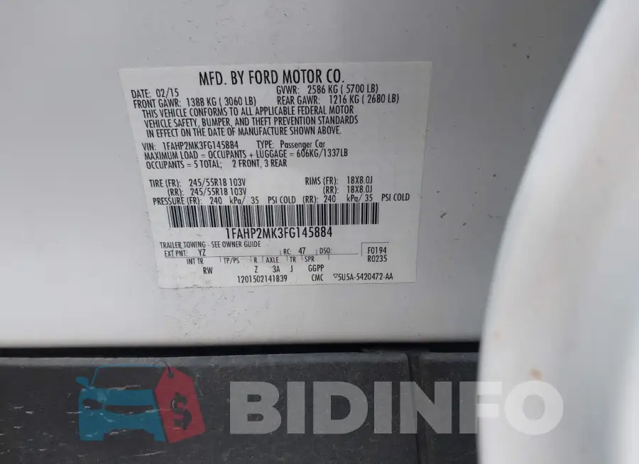 1FAHP2MK3FG145884 Photo# 9