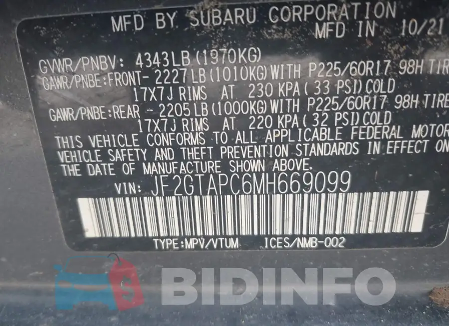JF2GTAPC6MH669099 Photo# 9