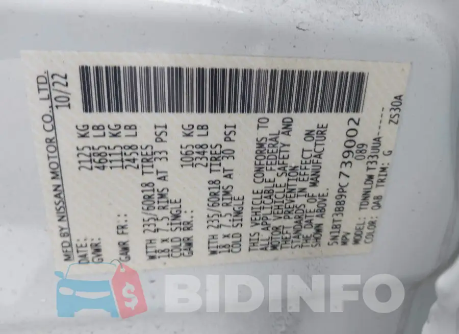 5N1BT3BB9PC739002 Photo# 9