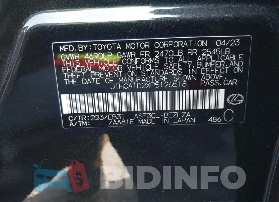JTHCA1D2XP5126518 Photo# 9