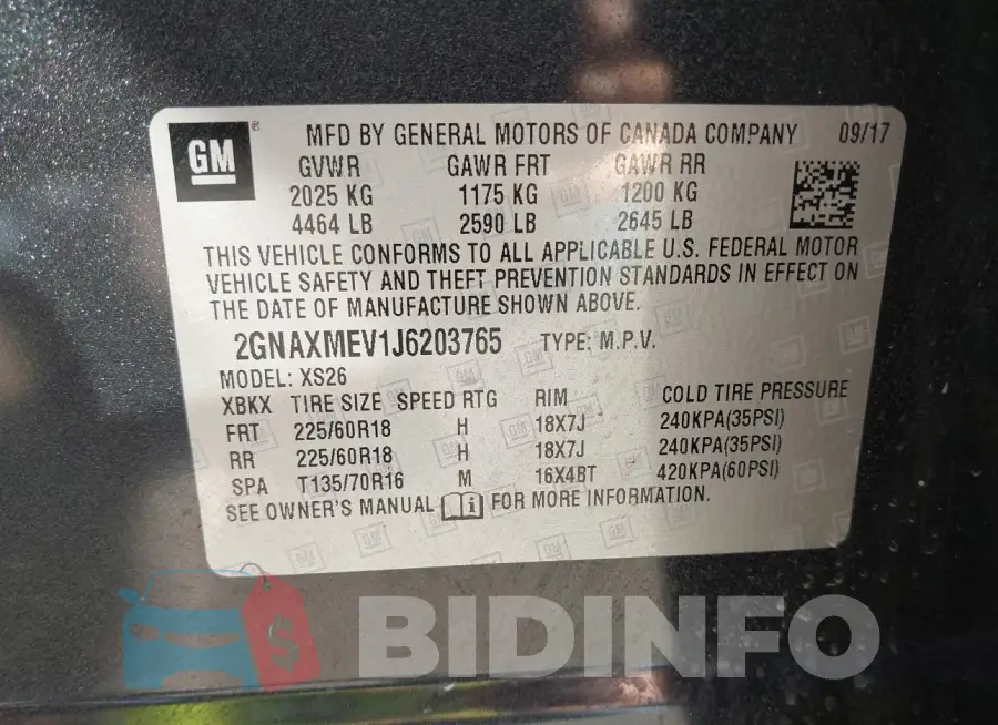 2GNAXMEV1J6203765 Photo# 9