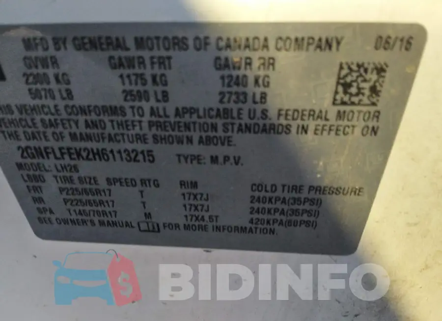 2GNFLFEK2H6113215 Photo# 9