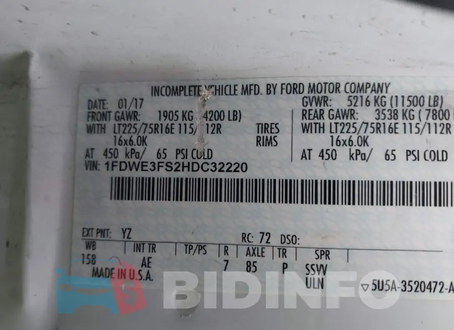 1FDWE3FS2HDC32220 Photo# 8