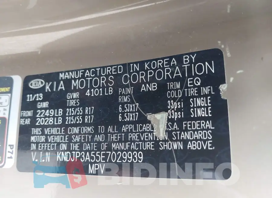 KNDJP3A55E7029939 Photo# 9