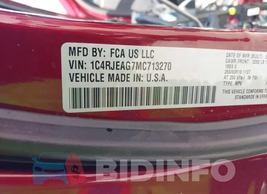 1C4RJEAG7MC713270 Photo# 9