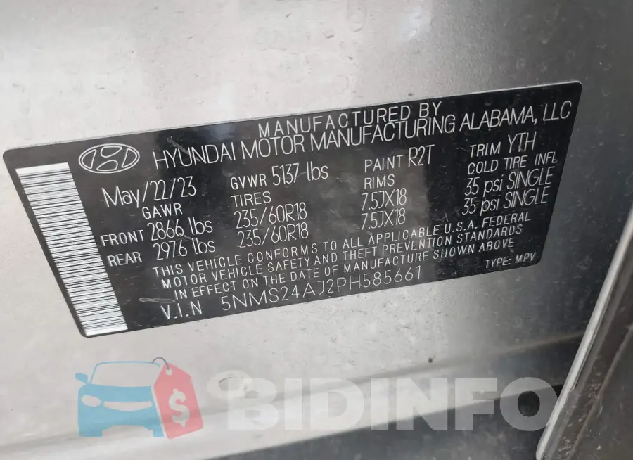 5NMS24AJ2PH585661 Photo# 9