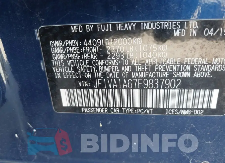 JF1VA1A67F9837902 Photo# 9