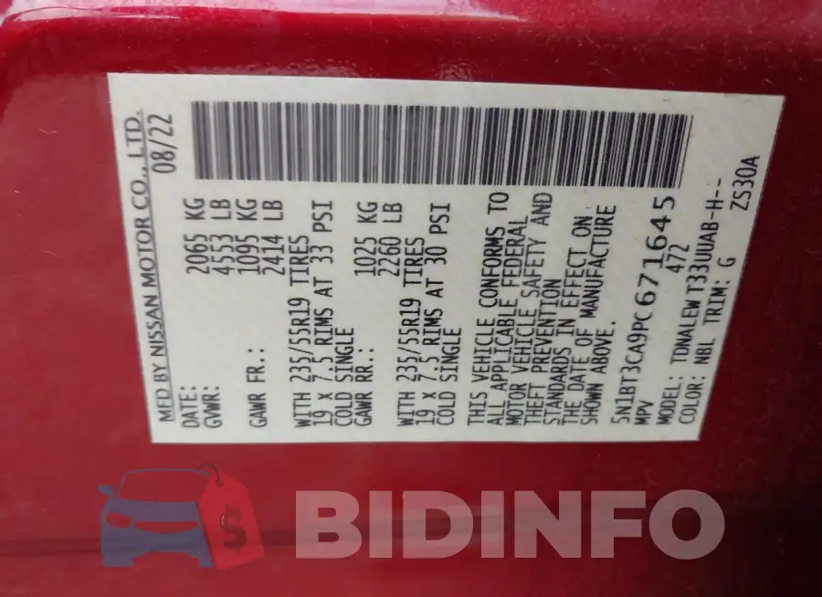 5N1BT3CA9PC671645 Photo# 9