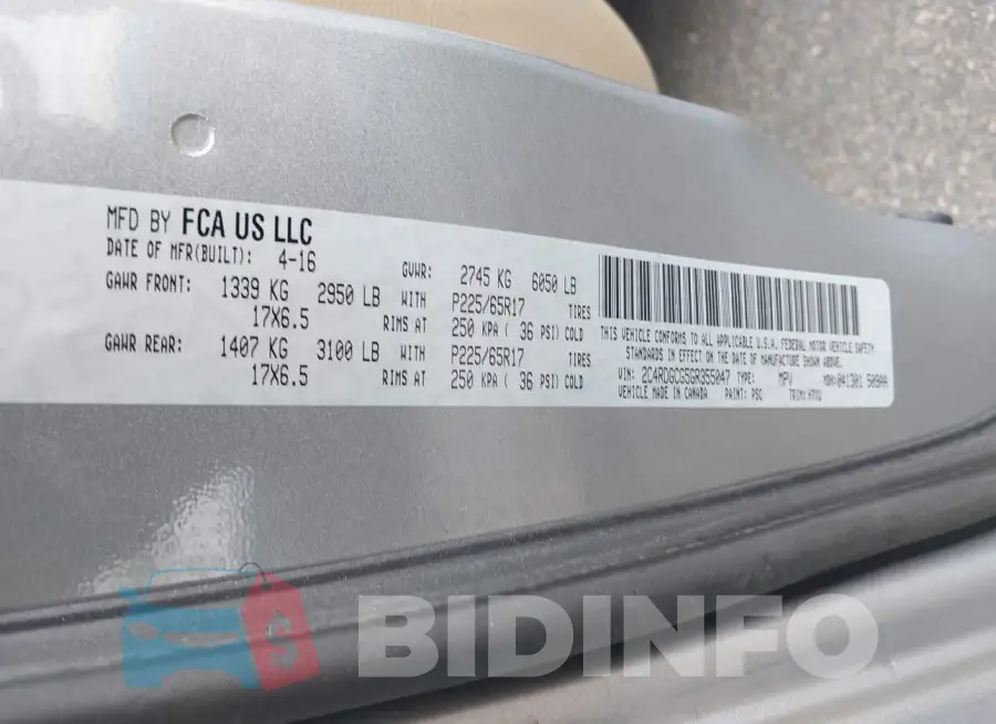 2C4RDGCG5GR355047 Photo# 9