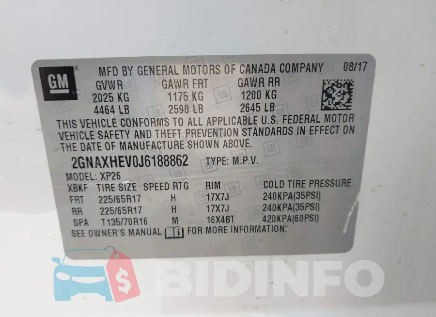 2GNAXHEV0J6188862 Photo# 9