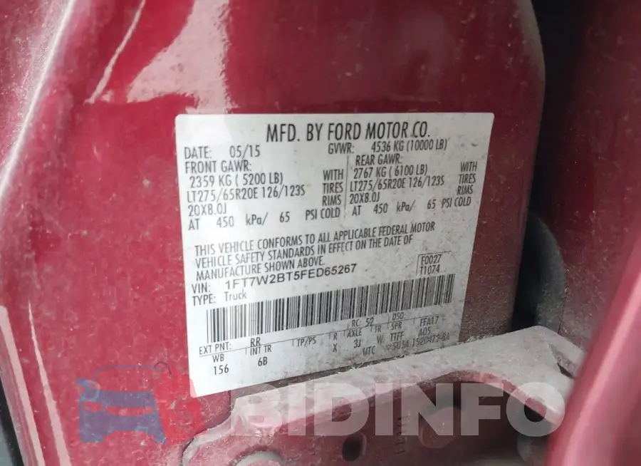 1FT7W2BT5FED65267 Photo# 9