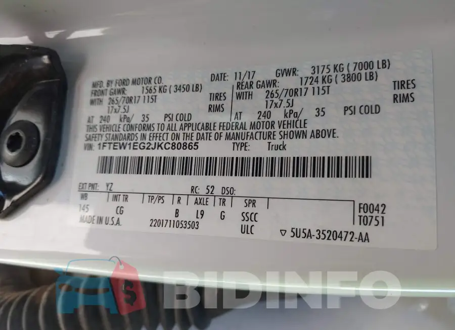1FTEW1EG2JKC80865 Photo# 9