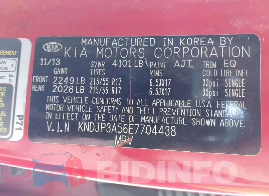 KNDJP3A56E7704438 Photo# 9