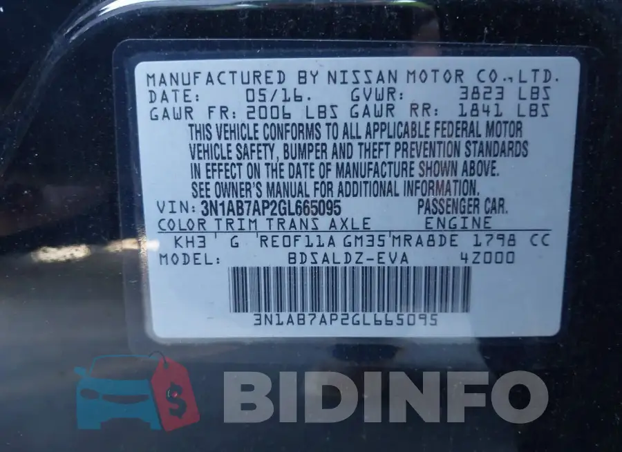 3N1AB7AP2GL665095 Photo# 9