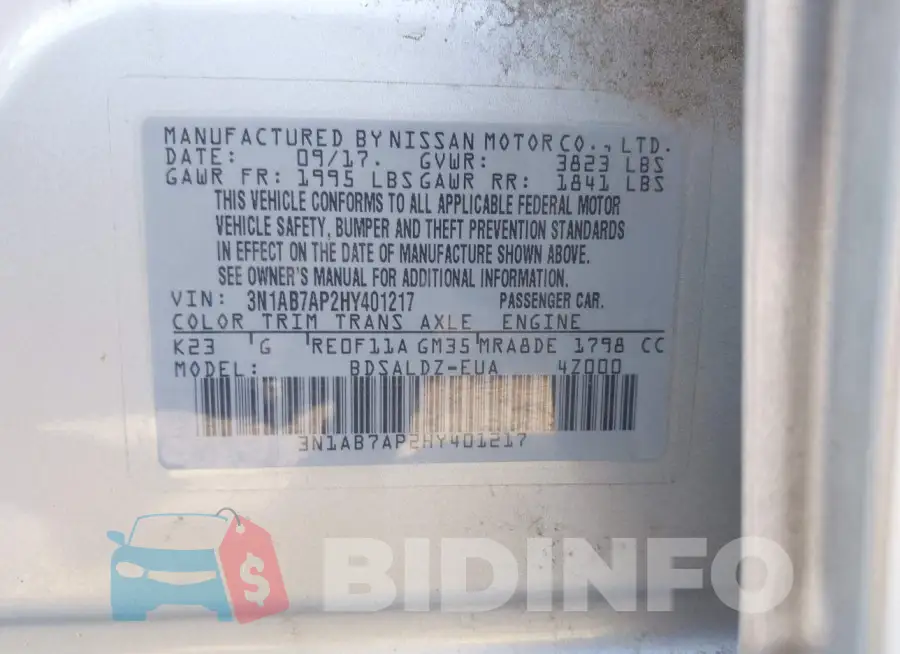 3N1AB7AP2HY401217 Photo# 9
