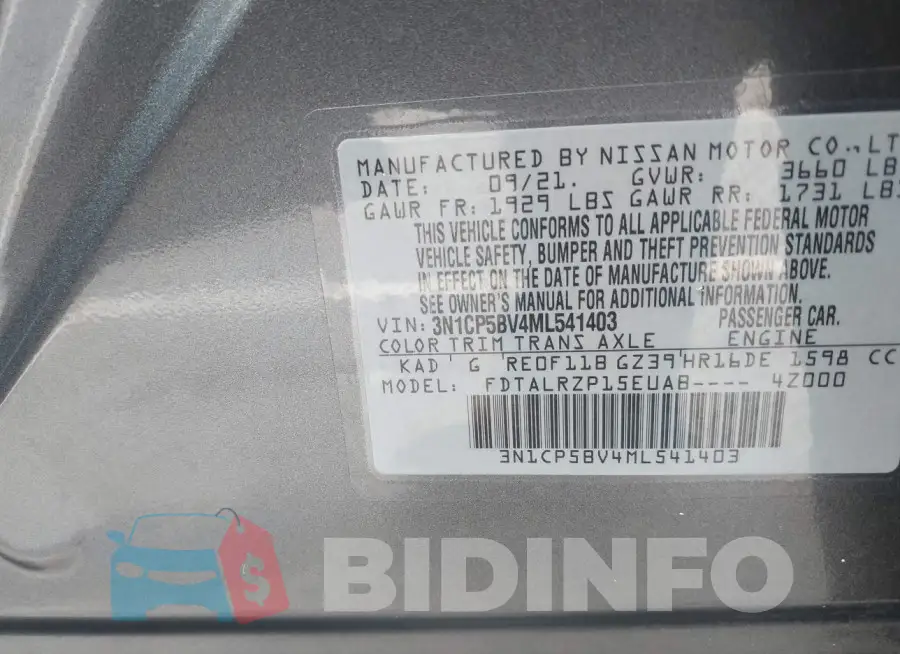 3N1CP5BV4ML541403 Photo# 9