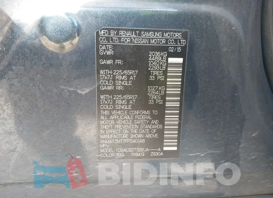KNMAT2MT7FP540148 Photo# 9