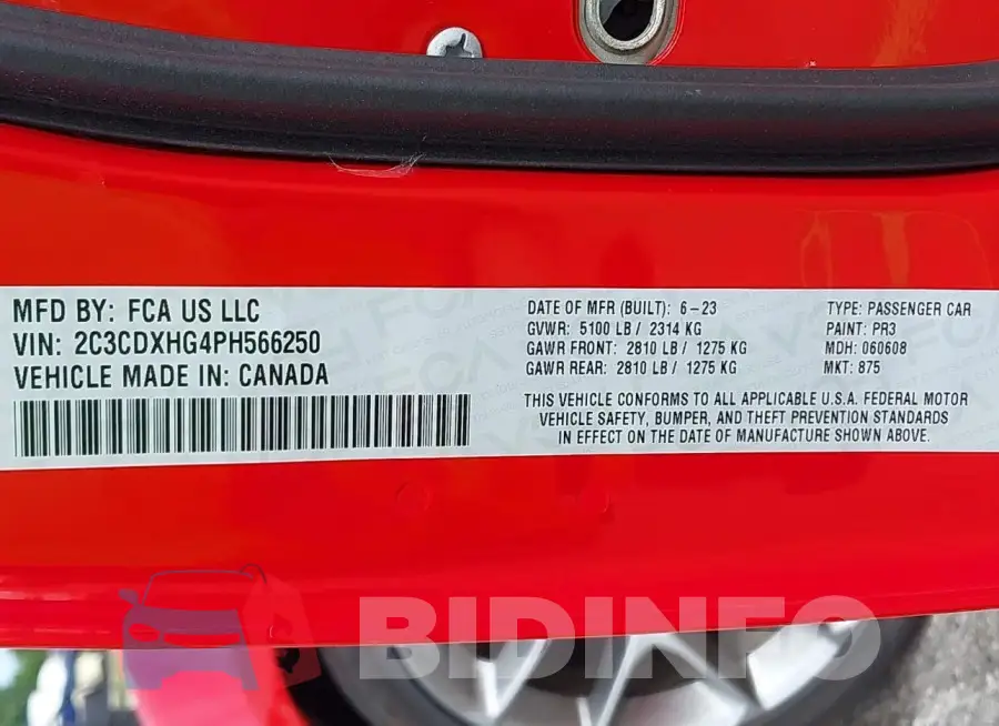 2C3CDXHG4PH566250 Photo# 9