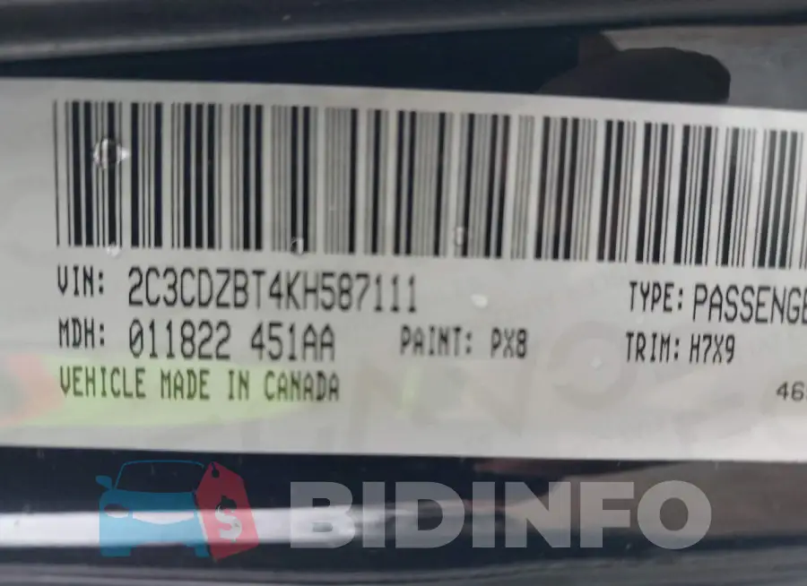 2C3CDZBT4KH587111 Photo# 9