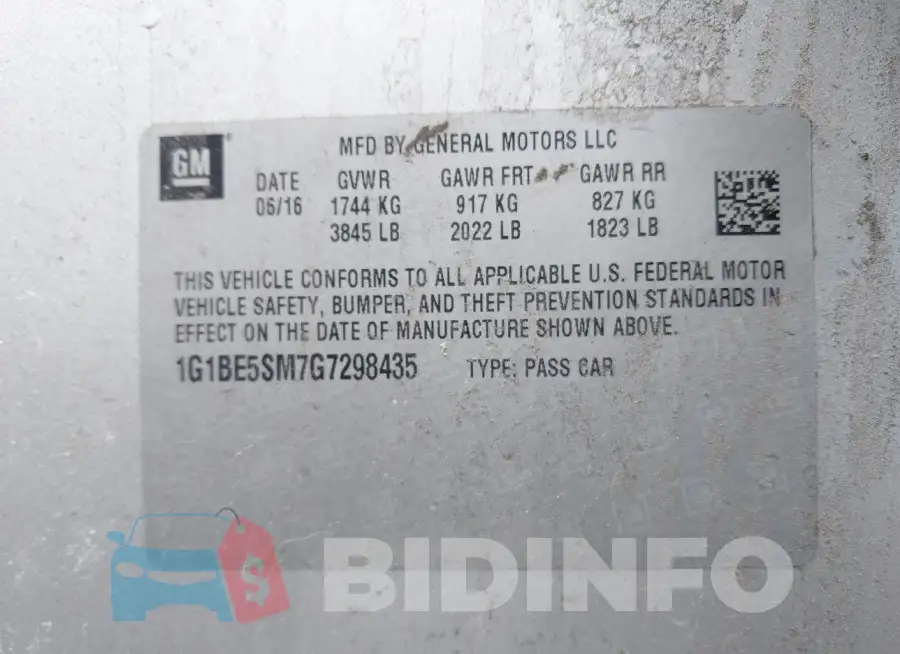 1G1BE5SM7G7298435 Photo# 9