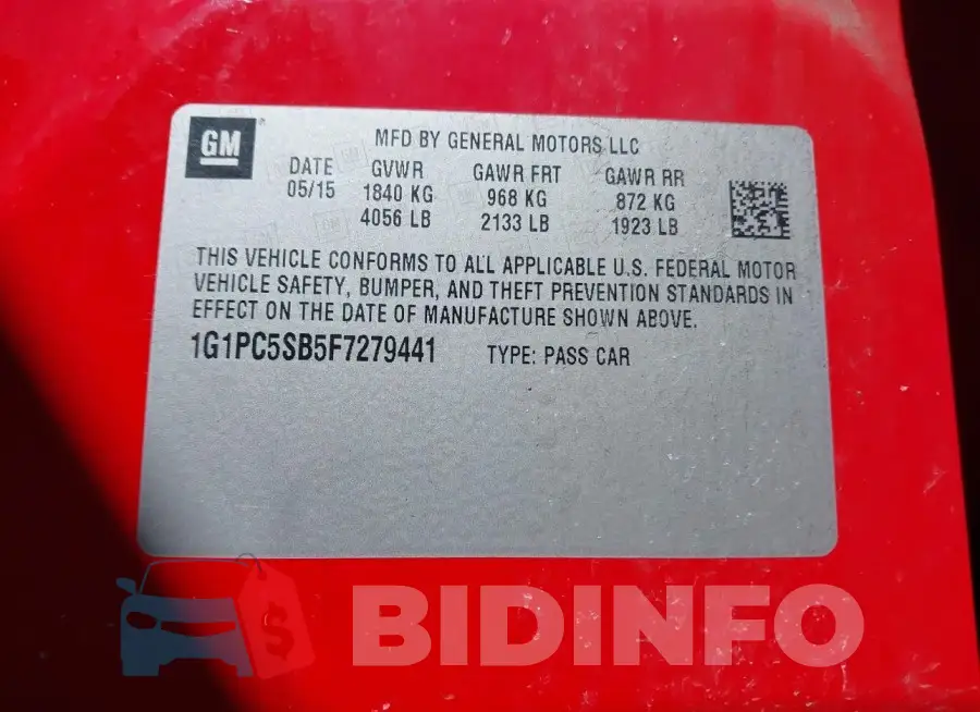 1G1PC5SB5F7279441 Photo# 9