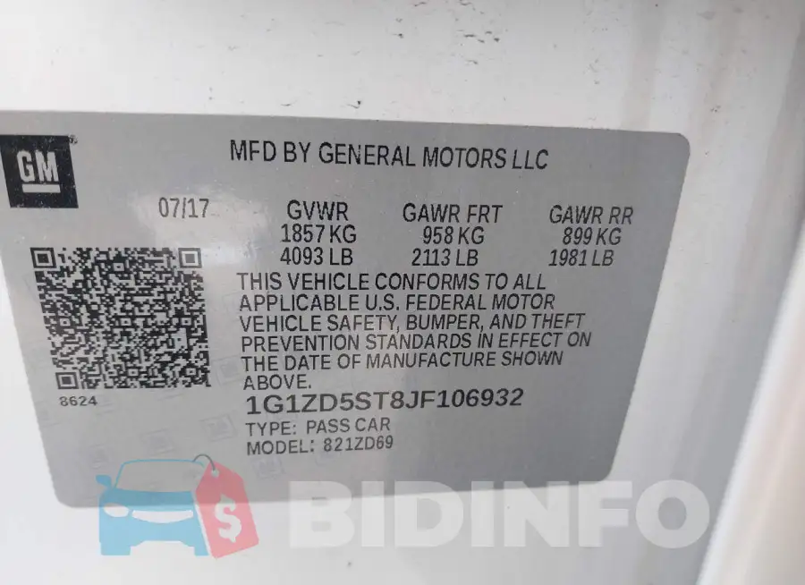 1G1ZD5ST8JF106932 Photo# 9
