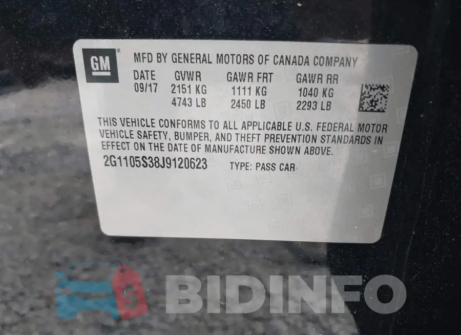 2G1105S38J9120623 Photo# 9