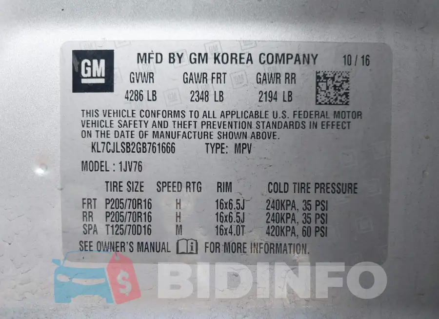 KL7CJLSB2GB761666 Photo# 9