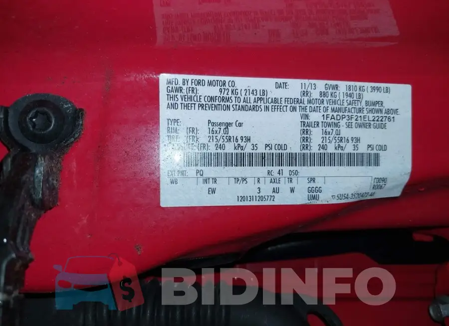 1FADP3F21EL222761 Photo# 9