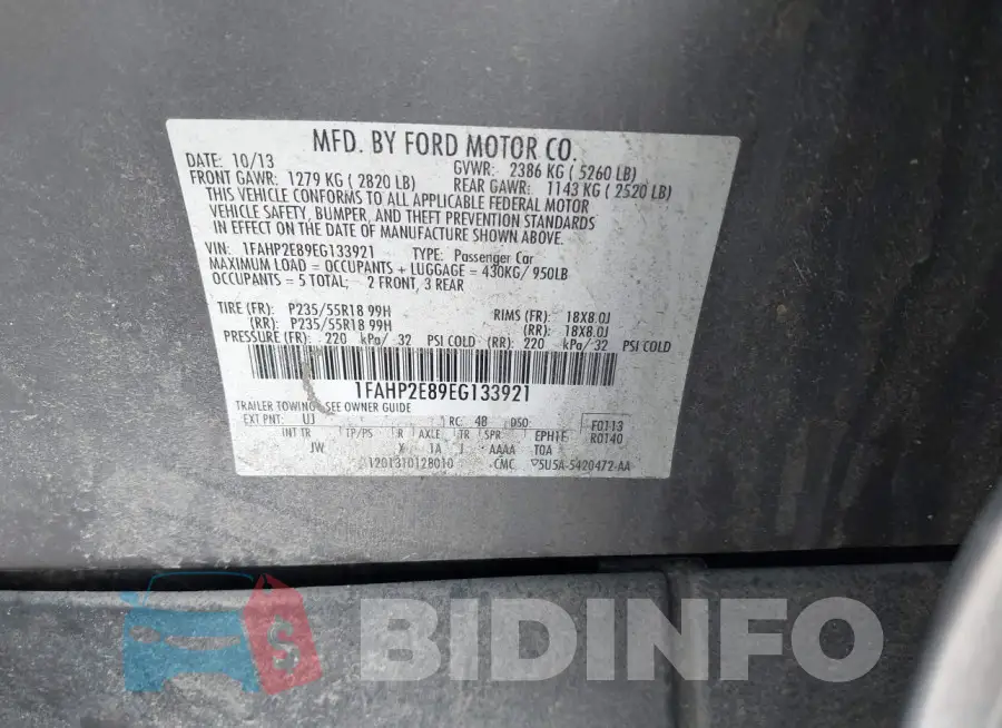 1FAHP2E89EG133921 Photo# 9