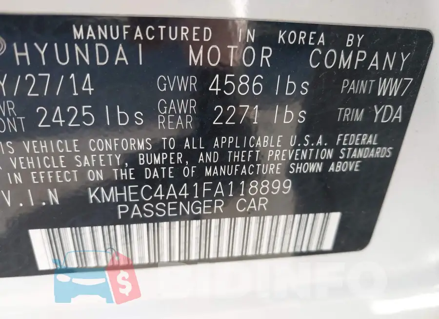 KMHEC4A41FA118899 Photo# 9